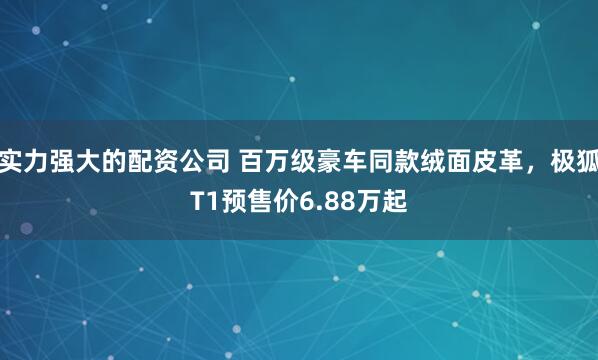 实力强大的配资公司 百万级豪车同款绒面皮革,极狐T1预售价6.88万起